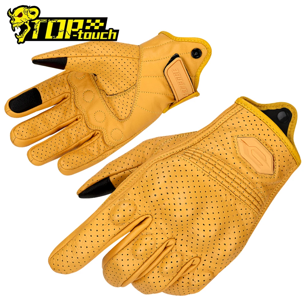 

Motorcycle Gloves Breathable Leather Motocross Full Finger Protective Gloves Touch Screen Moto Non-slip Riding Gloves M-2XL