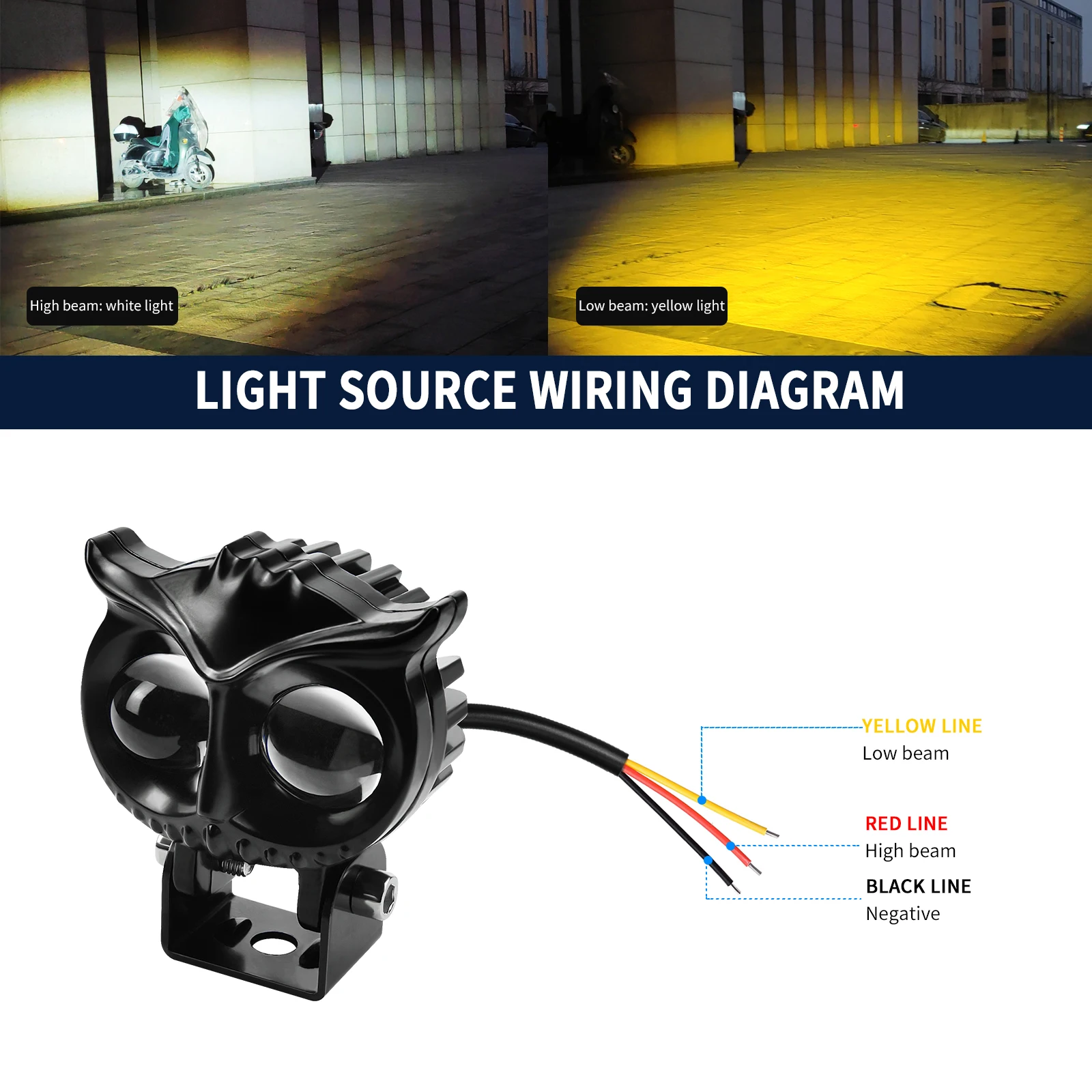 Areyourshop 12V-85V Led Worklight Front Headlight Scooter Spotlight Fog Light Owl For Motor