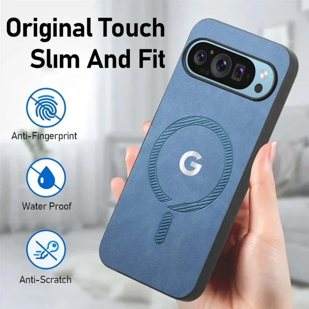 Luxury Simple Smooth-Touch PU Leather Slim Case For Google Pixel 11 10 9 Pro XL 8 Pro Wireless Charge Full-pack Shockproof Cover