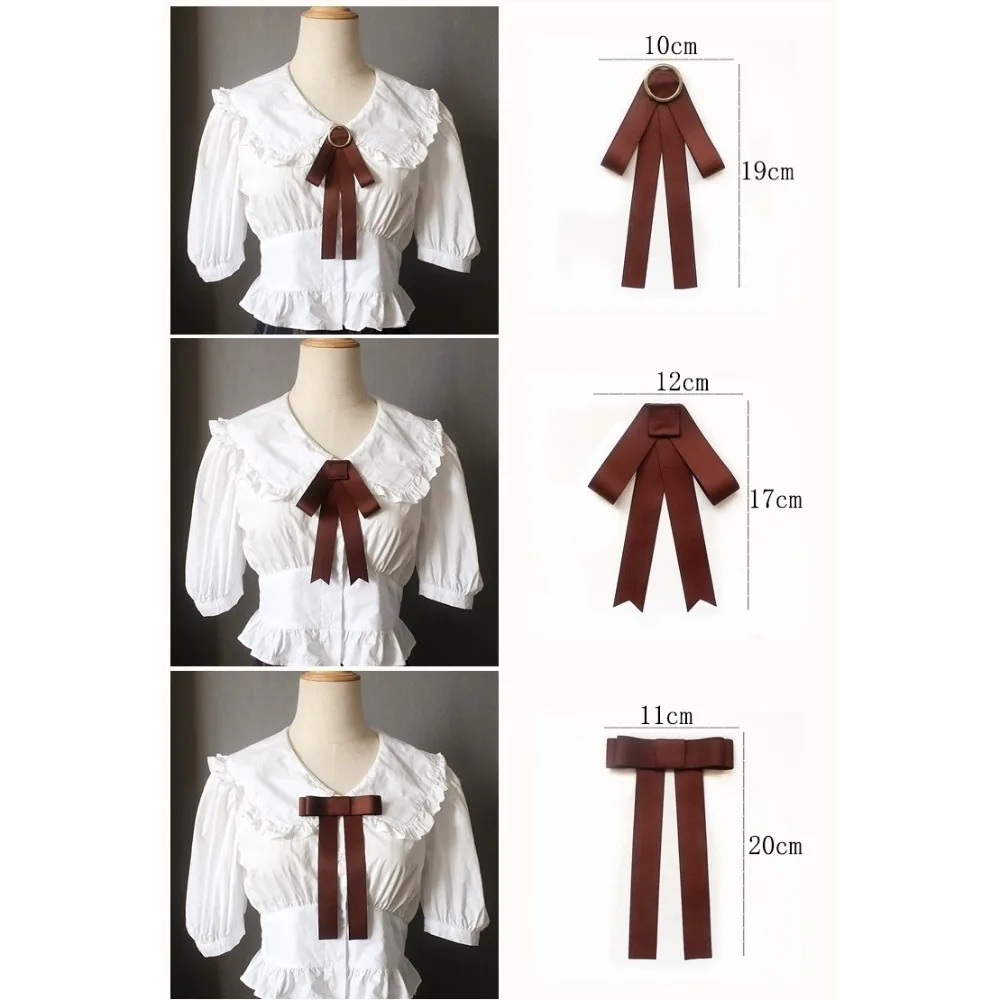 جديد أنيق الشريط ربطة القوس فيونكة بروش القهوة اللون قميص أنيق اكسسوارات فريدة من نوعها المهنية طوق زهرة للفتيات