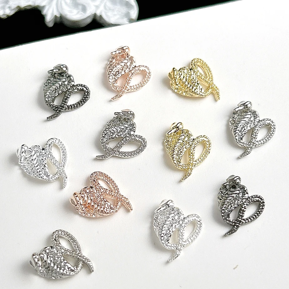 

20Pcs 3D Metal Cobra Nail Art Snake Charms Accessories Alloy Parts For Manicure Decor Nails Decoraion Supplies Material