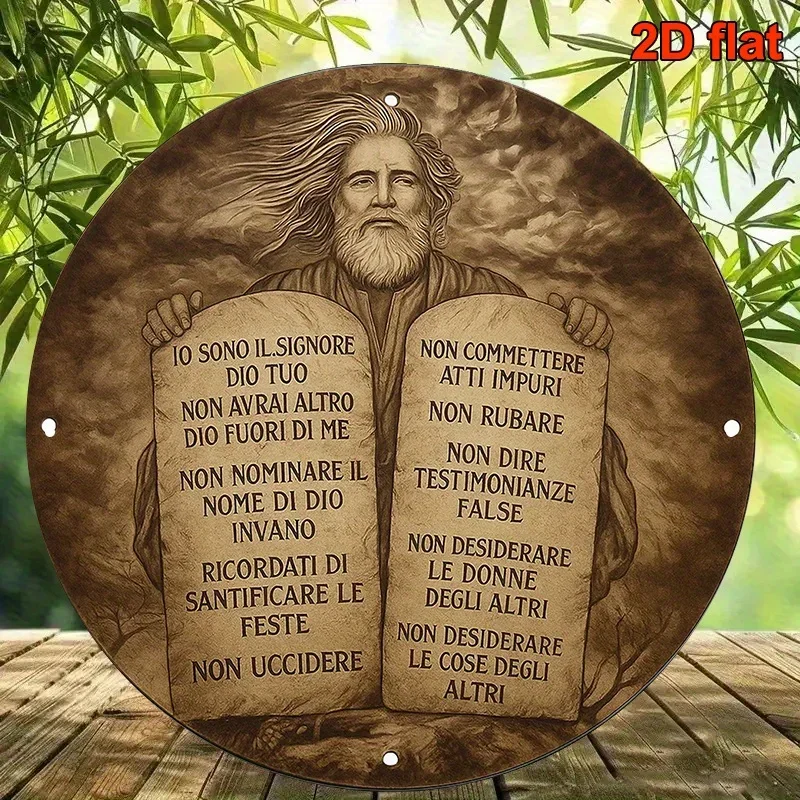 2D Flat Aluminum Moses 10 Commandments Rustic Italian Wall Art Waterproof Decor for Church Home