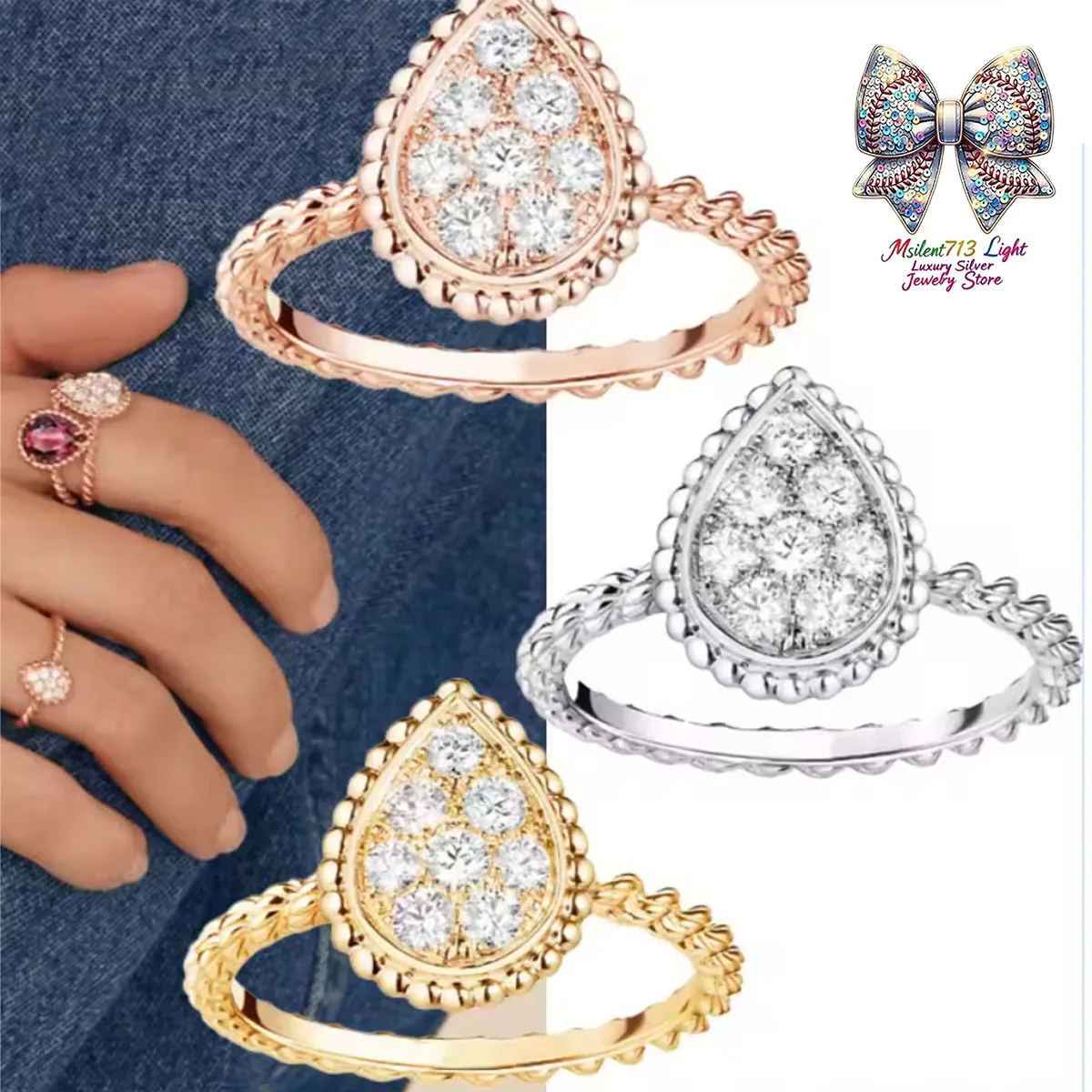 

2025 Heart-shaped Light Luxury Zircon Ring Emits Mysterious and Charming Charm, Shining Brightly with Love Doubled
