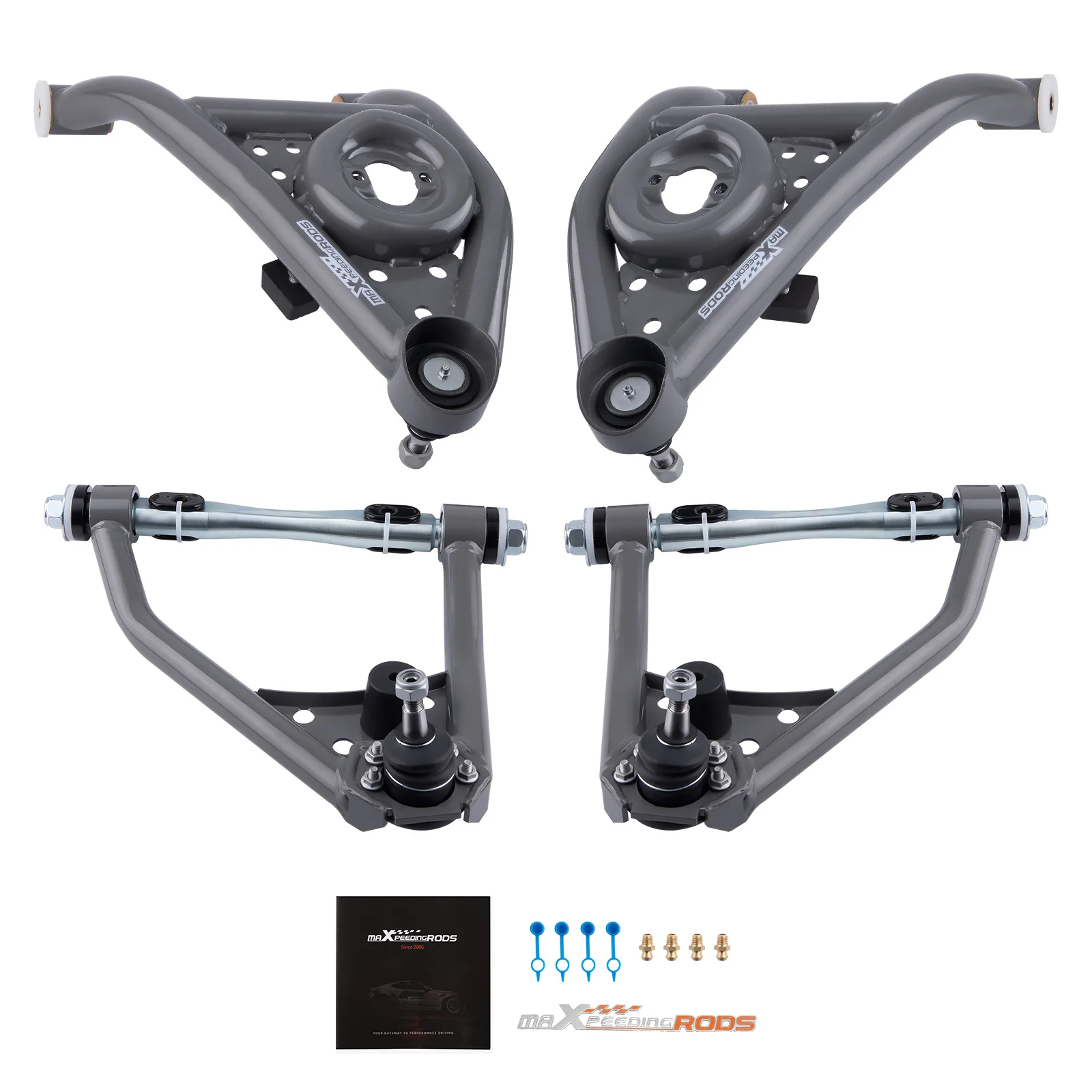 MaXpeedingrods Factory Front Upper & Lower Control Arms Set Suspension Kit for Chevy Nova 1968-1974 Buick Pontiac Oldsmobile