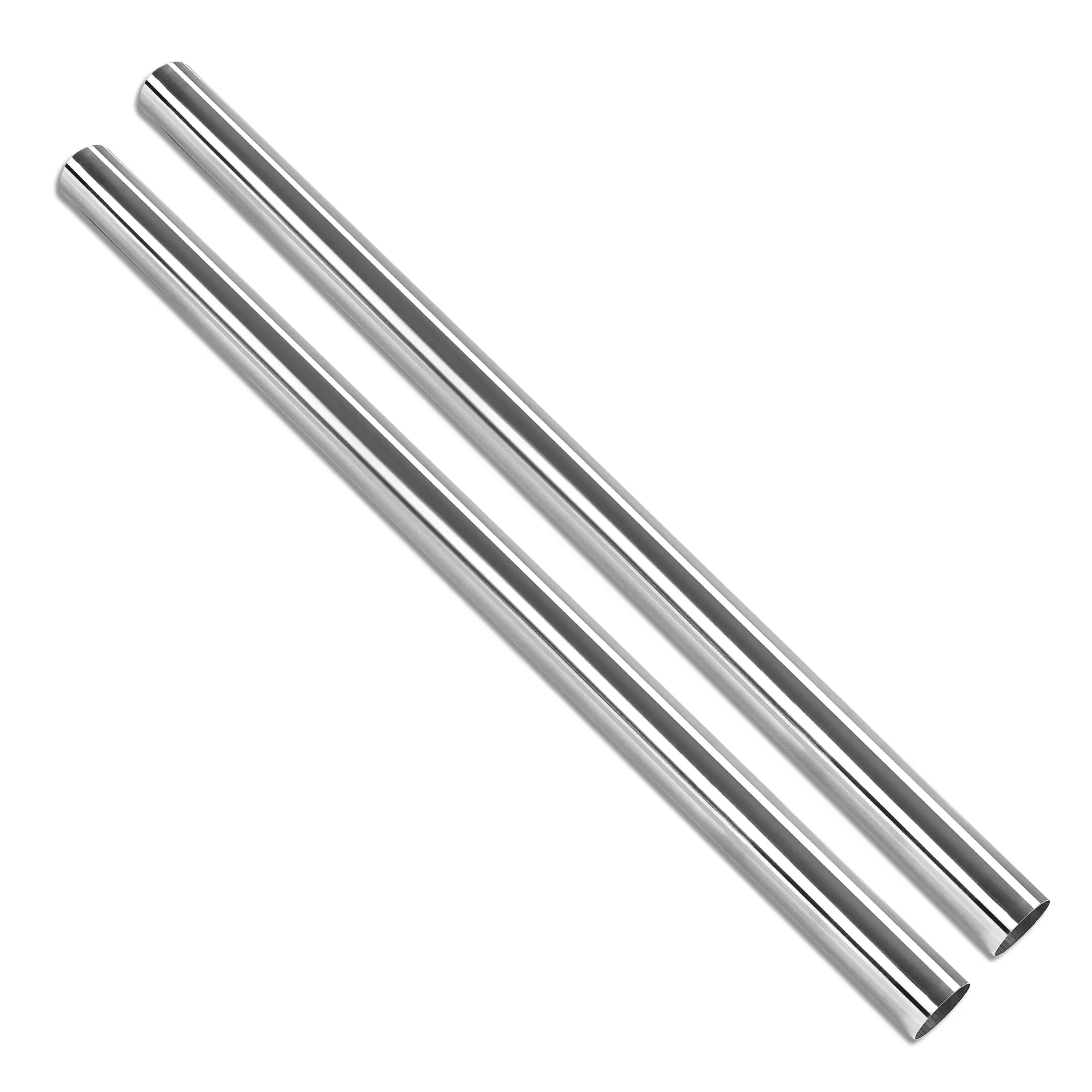 

2.5 Inch O.D. T304 Stainless Steel Straight Exhaust Pipe 47.3 Inch Polished Universal Fit 2PCS