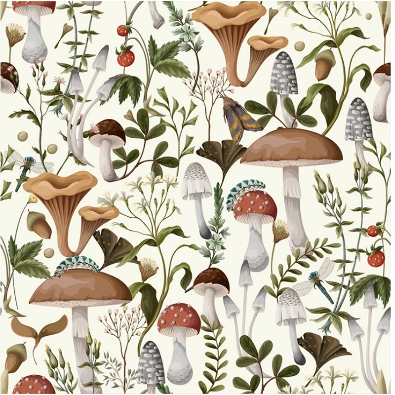 

Peel And Stick Wallpaper Botanic Green Leaf Self Adhesive Wallpaper For Kids Bedroom Flroal Jungle Mushroom Mural Wall Decor