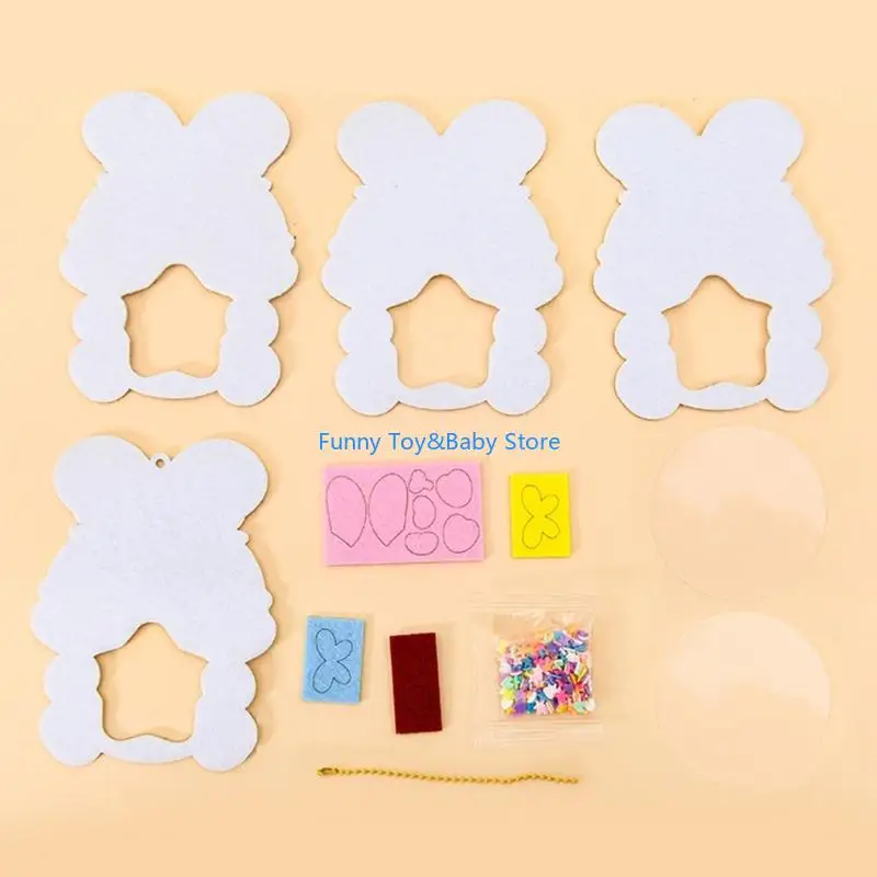 Animal Shaker Pendant Craft Toy With NonWoven Fabric Handmade Keychain Decoration For Kids Family Activity Game C90B