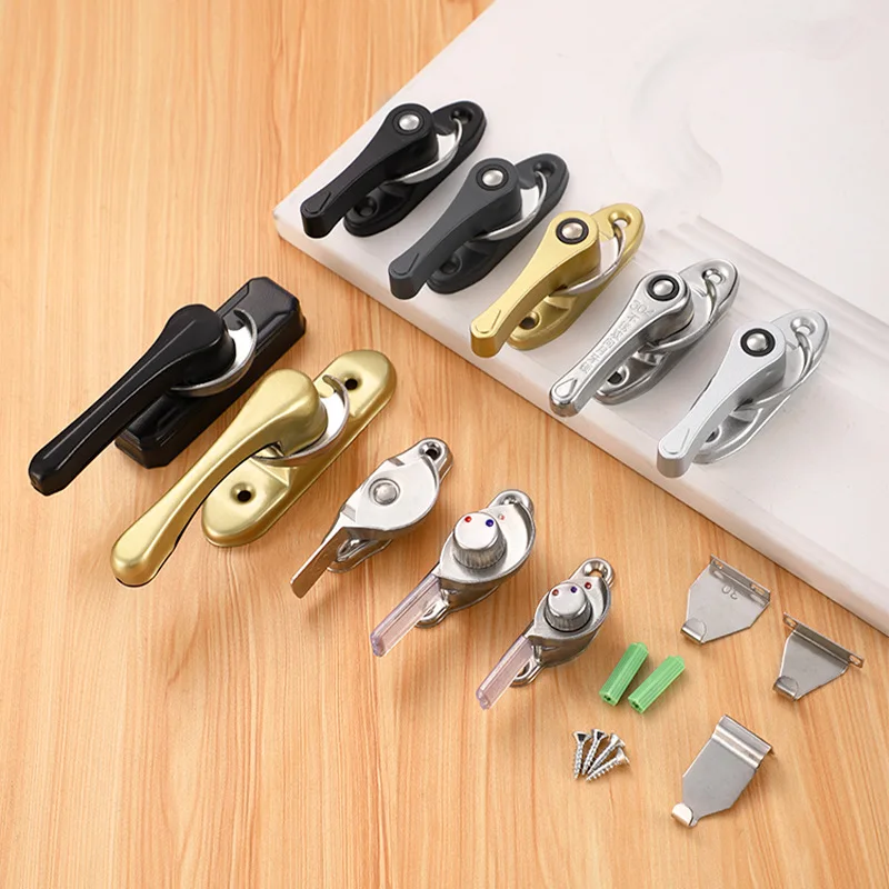 New Stainless Steel Universal Crescent Lock with Hook Aluminum Doors and Windows Hook Lock Child Safety Window Lock Buckle.