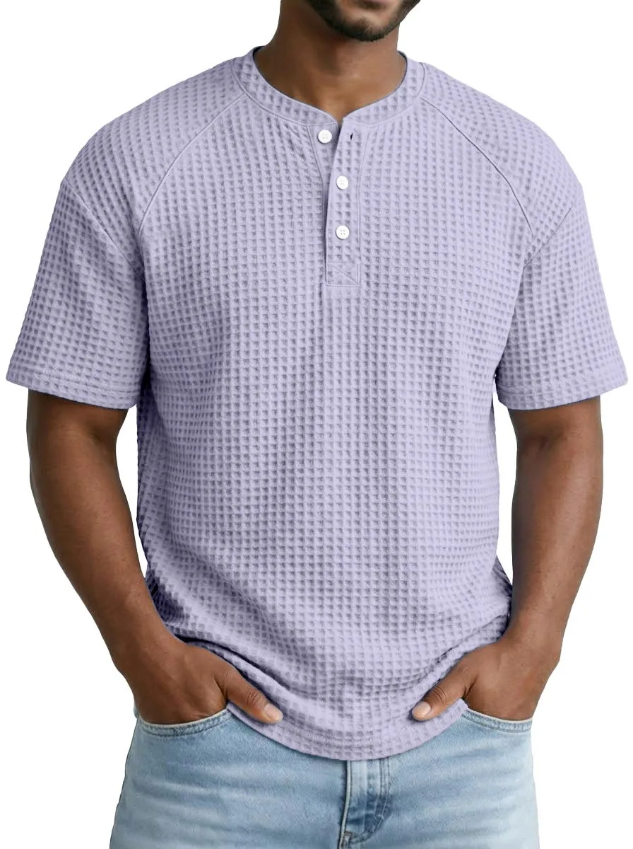 2026 Spring/Summer Waffle Men's Top Short Sleeve Casual Fashion T-Shirt