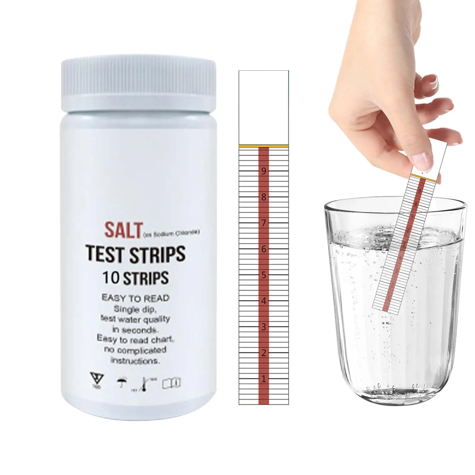 10 Strips Pool Salt Test Strips Swimming Pool Saltwater Detection Strips Water Testing Tool For Water Hot Tub Spa Swimming