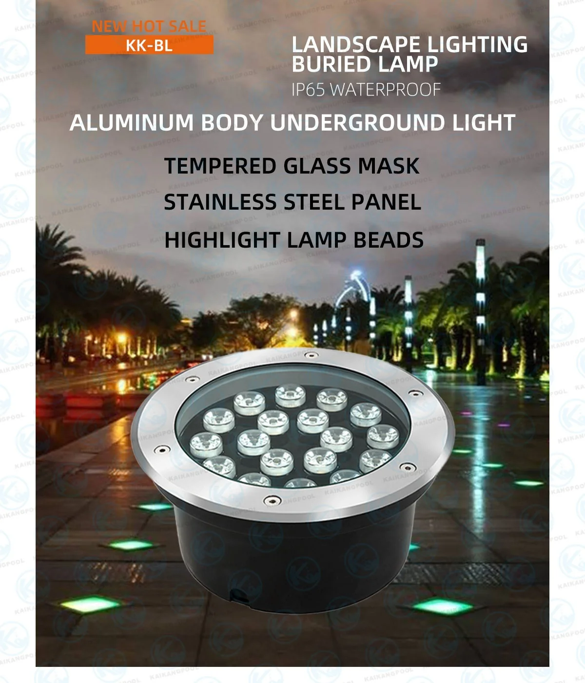 RGB Color LED Pool Light Underwater Waterproof Flat Pc Material Fiber Optic Surface Mounted Swimming Pool Light