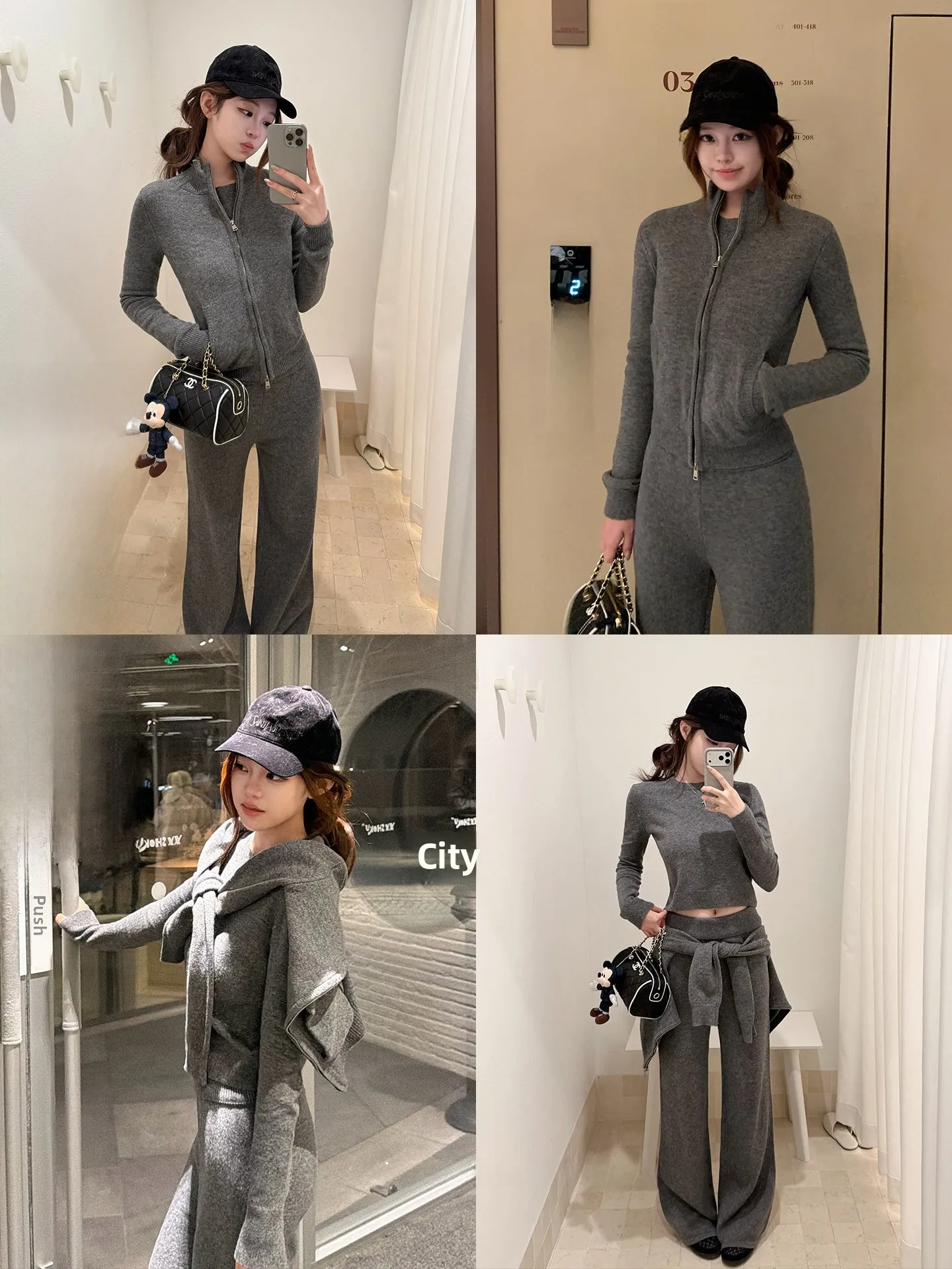 

Xzichic Australian Wool round Neck Slim Fit Sweater Warm Cardigan Casual Pants Set Women's Fashion Winter Three-Piece Suit
