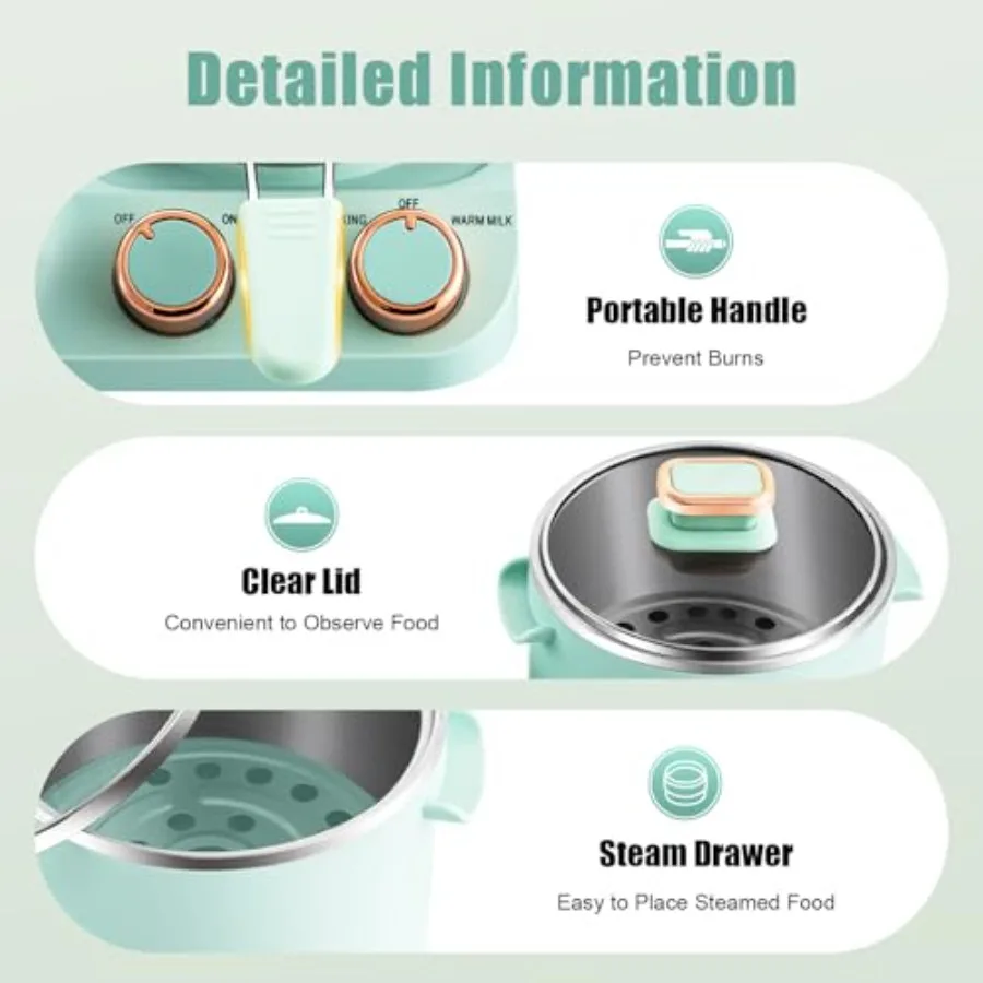 3 in 1 Breakfast Station Electric 110V Multifunctional Breakfast Maker with Mini Toaster NonStick Frying Pan Boiling Pot for Sa