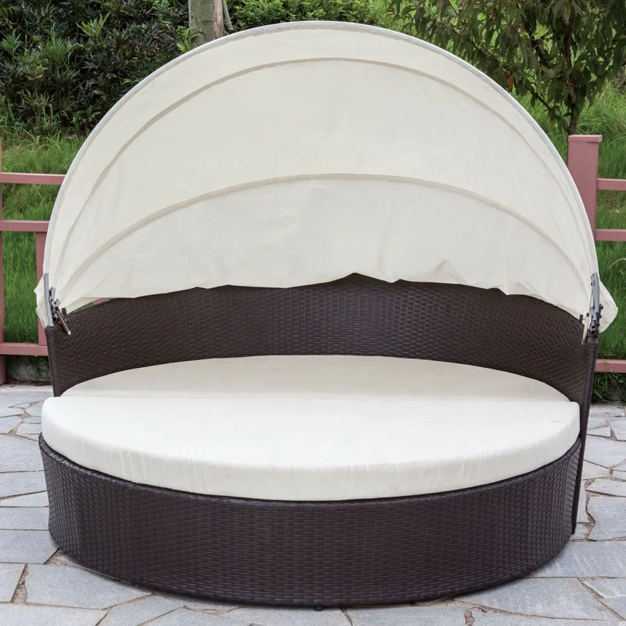 High quality rattan sunbed outdoor beach sunbed with waterproof mat