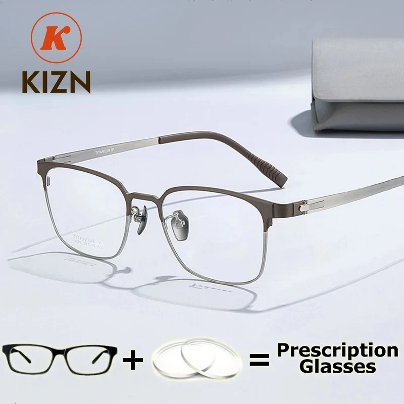 

KIZN Prescription Glasses Ultra Thin Light High End Wide Field Optical Progressive Multifocal Lenses Men Anti Blue Light Glasses
