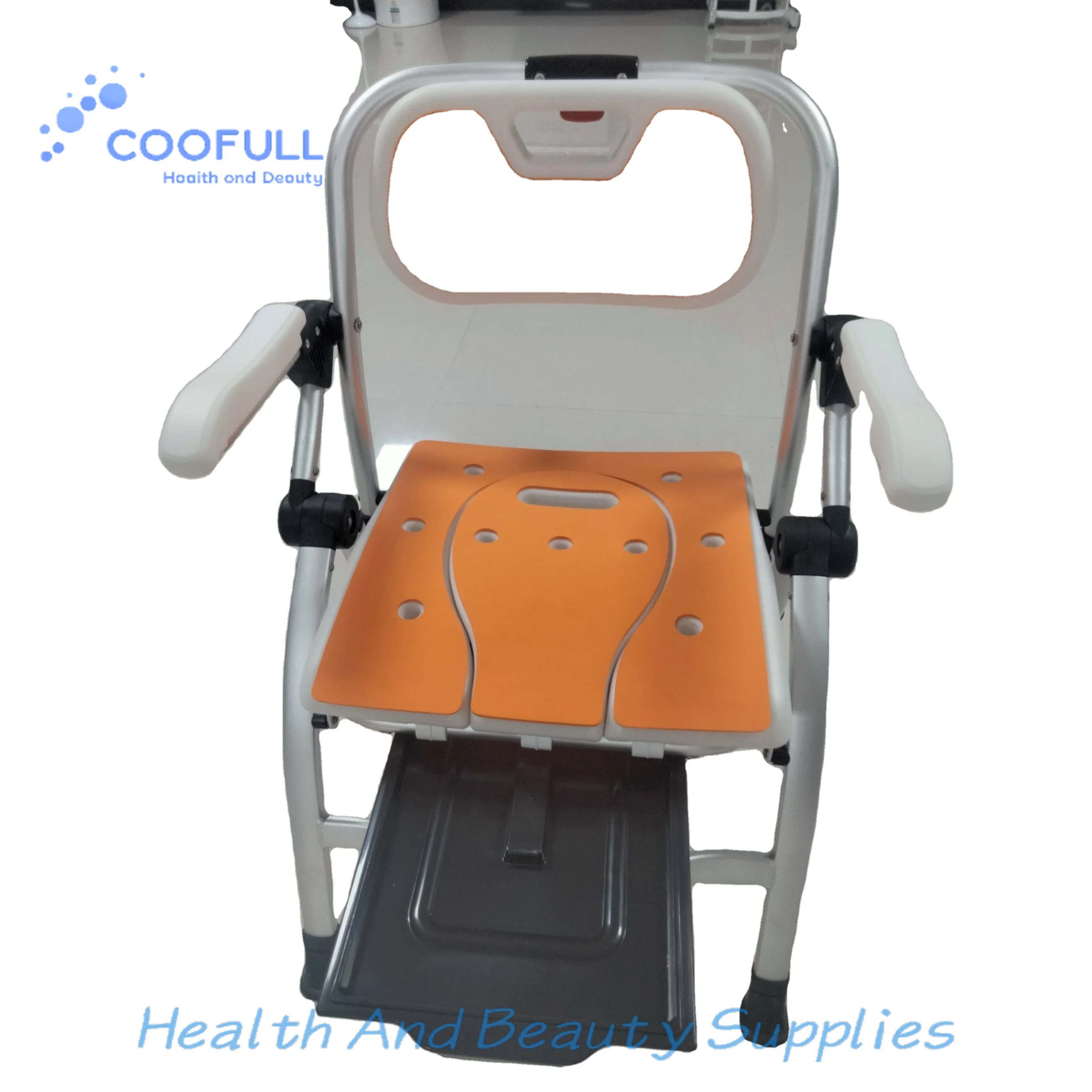 Coolfull Adjustable Bath Shower Chair for Elderly and Handicap People Disabled Foldable Safety Equipment With Back and Armrest
