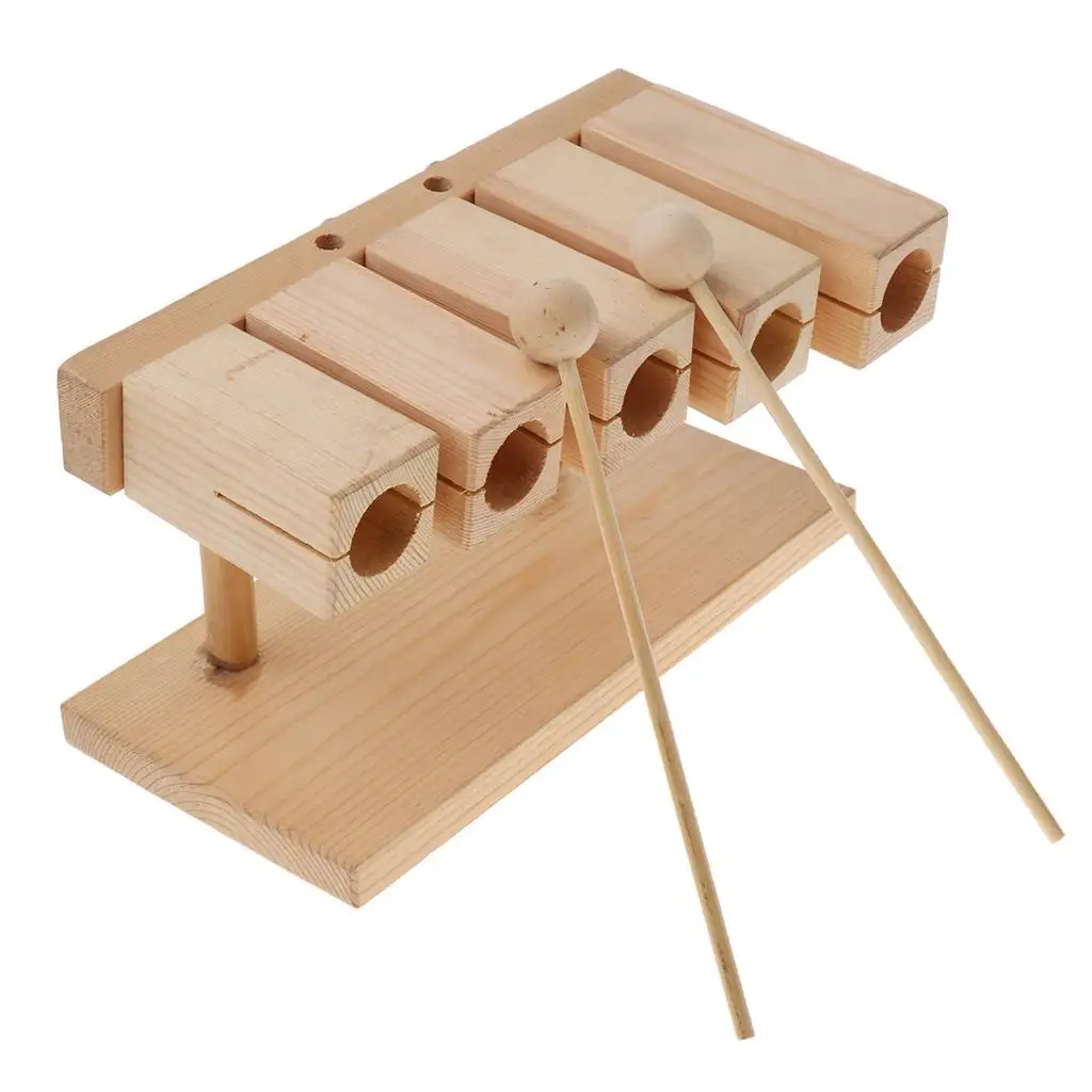 Wooden Five-tone Block Xylophone With Beater for Kids Percussion Instrument Toy