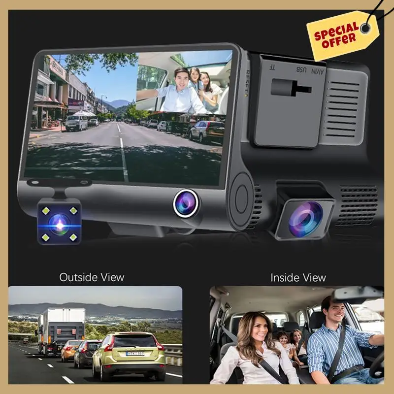 Pantalla táctil de 4 pulgadas para coche DVR 1080P Dash Cam cámara frontal interior visión nocturna grabación en bucle G-Sensor-WMAN