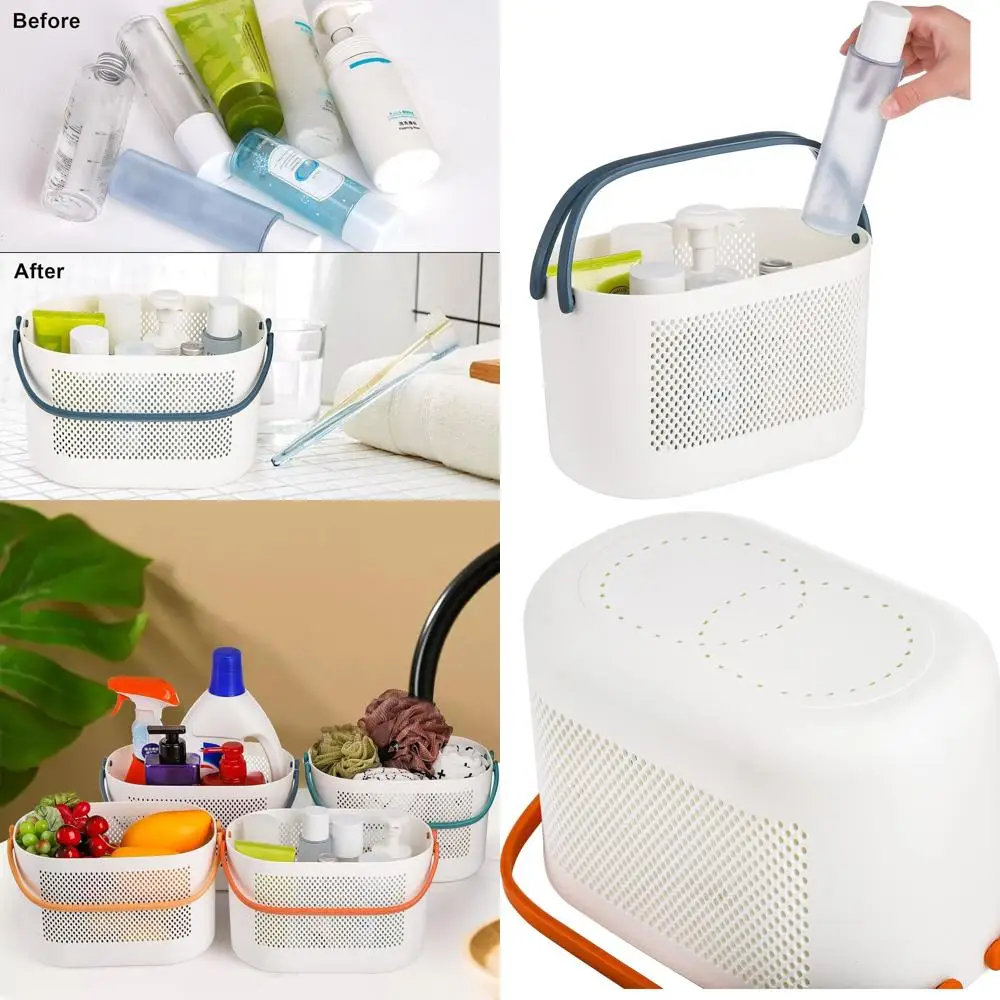 

Compact Shower Caddy with Drainage, Portable Plastic Storage Basket, Organizer for Dorm, Bathroom, and Travel
