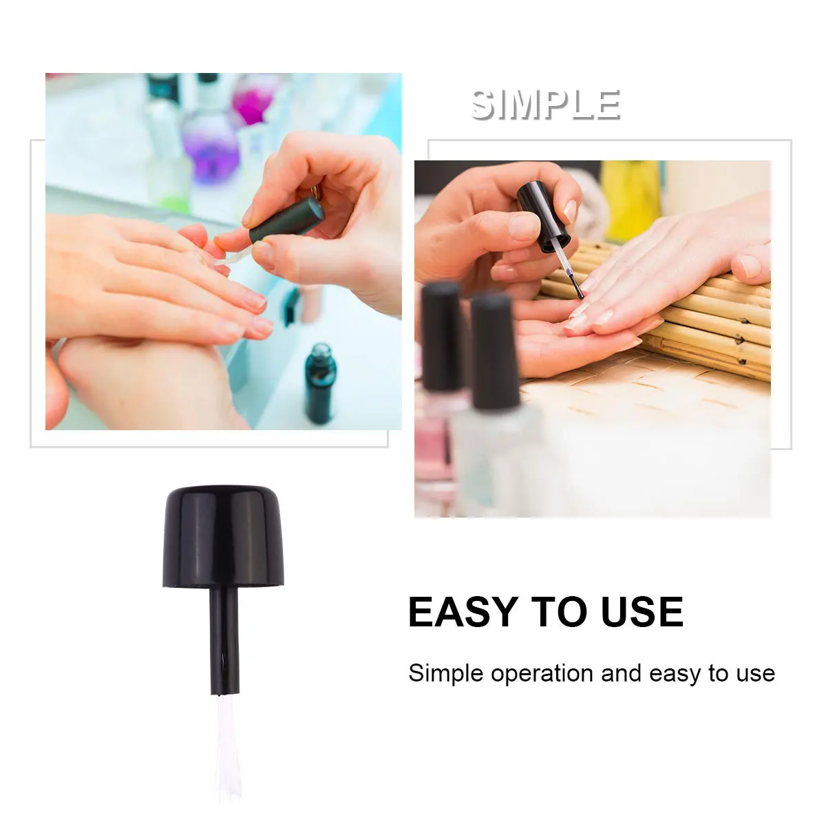 200 قطعة فرشاة أظافر مفيدة مادة النايلون الناعمة القابل للتصرف لعشاق الأظافر وعشاق DIY أسود أبيض فرشاة طلاء الأظافر القابل للتصرف