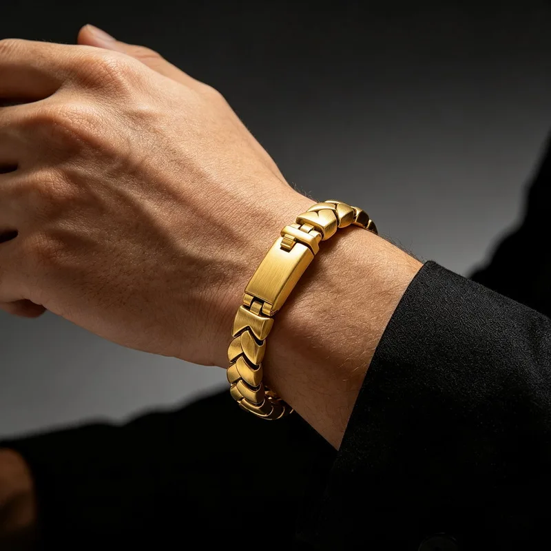 Twisted Chain On Hand Jewellery Polished Brushed Stainless Steel Man Bracelet For Men Classic Men's Bracelets Male Strap