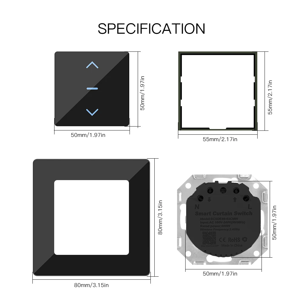 New WiFi Smart Curtain Switch Touch Design for Motorized Curtains and Roller Blinds work with Tuya Smart Life App Alexa Google