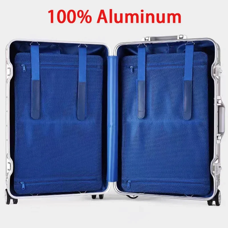 Suitcase 100% Aluminum Magnesium Alloy Rolling Luggage Metal Password Trolley Case 20 26 30 Inch Carry on Suitcase Trip Cabin