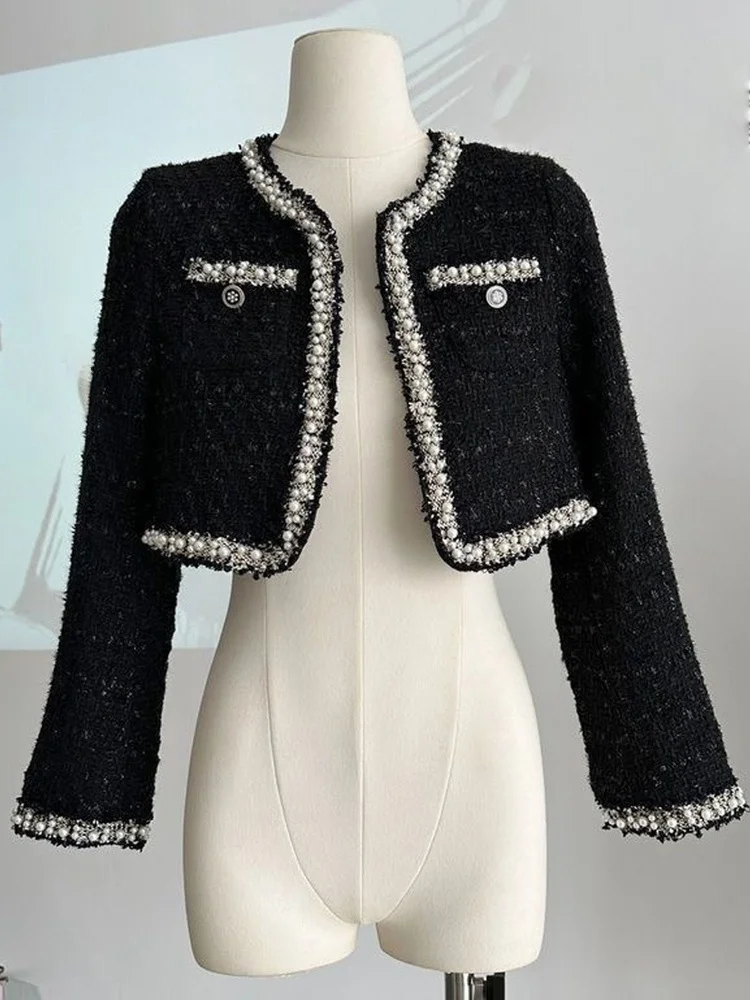 

Elegant Short Black Outerwear Women's Early Autumn High-End Small Fragrance Style Top Quality Ladylike Personality Celebrity ...