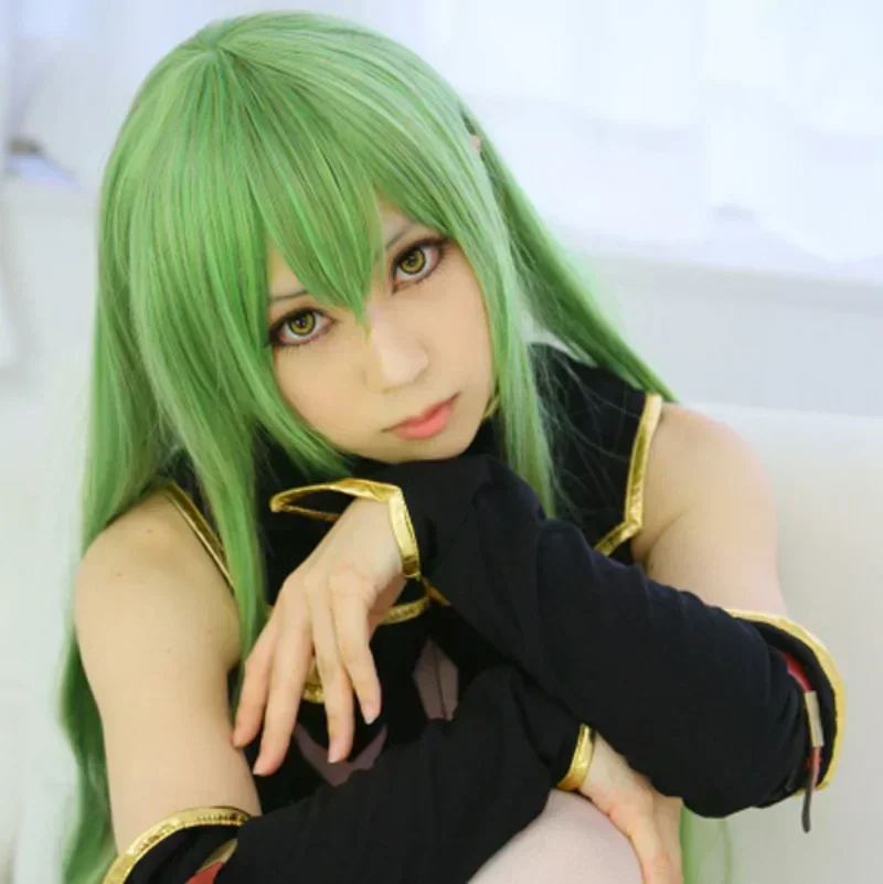 Synthetic Wigs Anime Code Geass C.C CC Empress 100cm 39" Green Long Straight Cosplay Wig