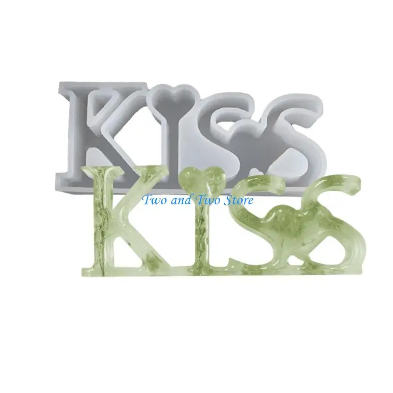 

HX6F Love Kiss Silicone Mold English Letters Epoxy Resin Mould for DIY Craft Decor