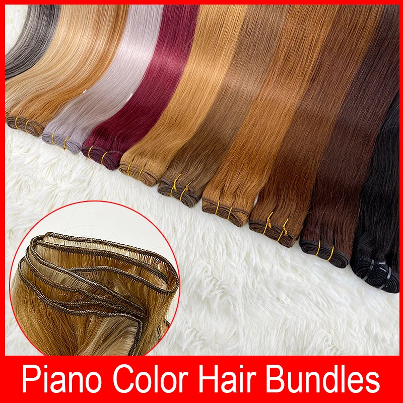 Cabelo humano liso tece brasileiro remy feixes de cabelo humano costurar em extensões de trama em linha reta cabelo natural loiro cru 18-30 polegada