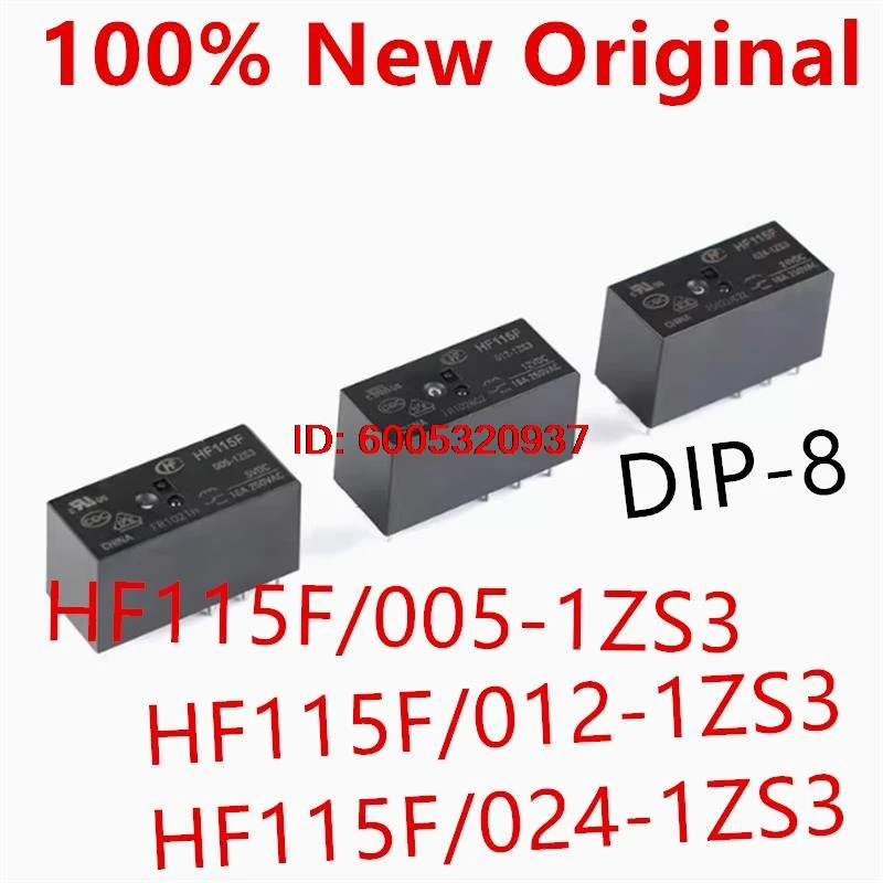 10piece  HF115F/005-1ZS3 、HF115F/012-1ZS3 、HF115F/024-1ZS3  DIP-8  New power relay   HF115F-005-1ZS3 、 HF115F-012-1ZS3