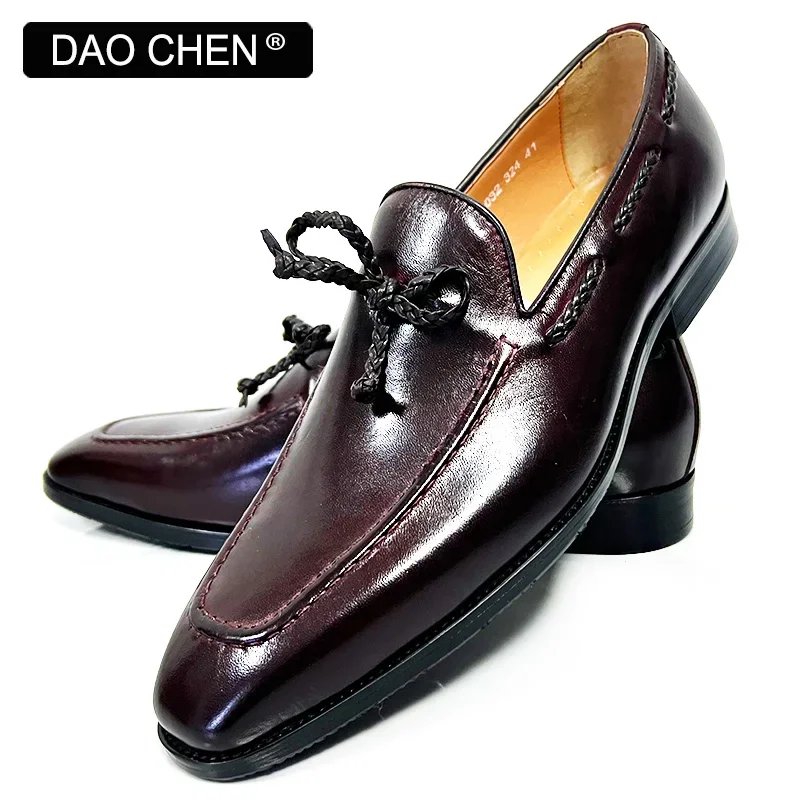 ITALIAN MEN CASUAL SHOES BLACK BROWN BUTTERFLY-KNOT WEAVE LUXURY MENS DRESS SHOES WEDDING OFFICE LEATHER LOAFERS FOR MEN