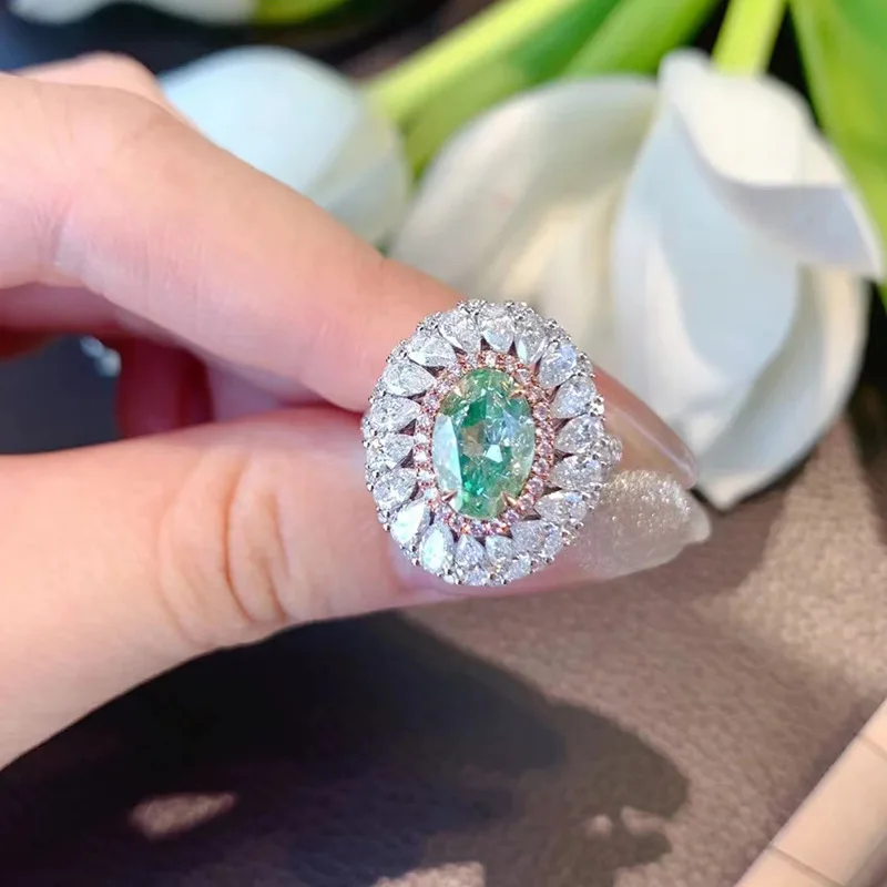 Vintage Emerald Diamond Ring 100% Real 925 Sterling Silver Engagement Wedding Band Rings for Women Bridal Promise Jewelry Gift