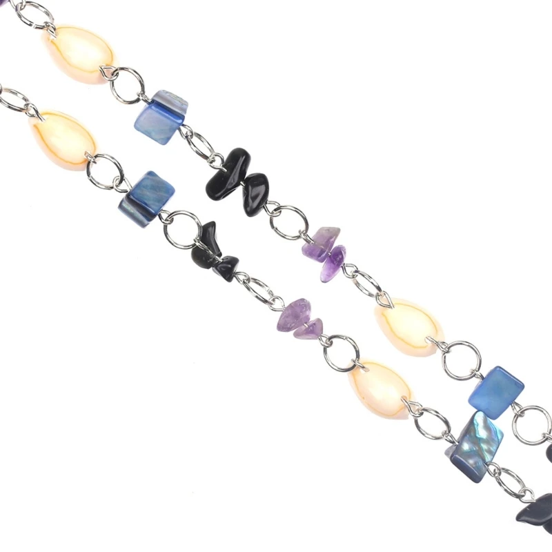  Decorative Glass Bead Lanyard For Keychain Badge Card Holder Phone Charm 81cm Long Natural Shell And Stone Necklace