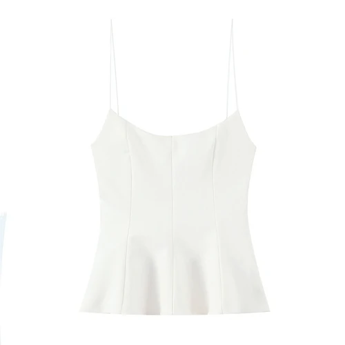 Imagen 2 del producto Willshela, moda para mujer, Tops lisos plisados con espalda descubierta y cremallera lateral, Tops Vintage con tirantes finos y cuello cuadrado, camisola elegante para mujer