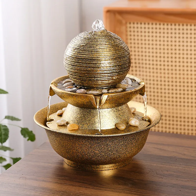 Zen Feng Shui Water Fountain Office Wealth Attracting Desktop Waterfall Mini Relaxing Tabletop Fountain Grand Opening Gift Decor