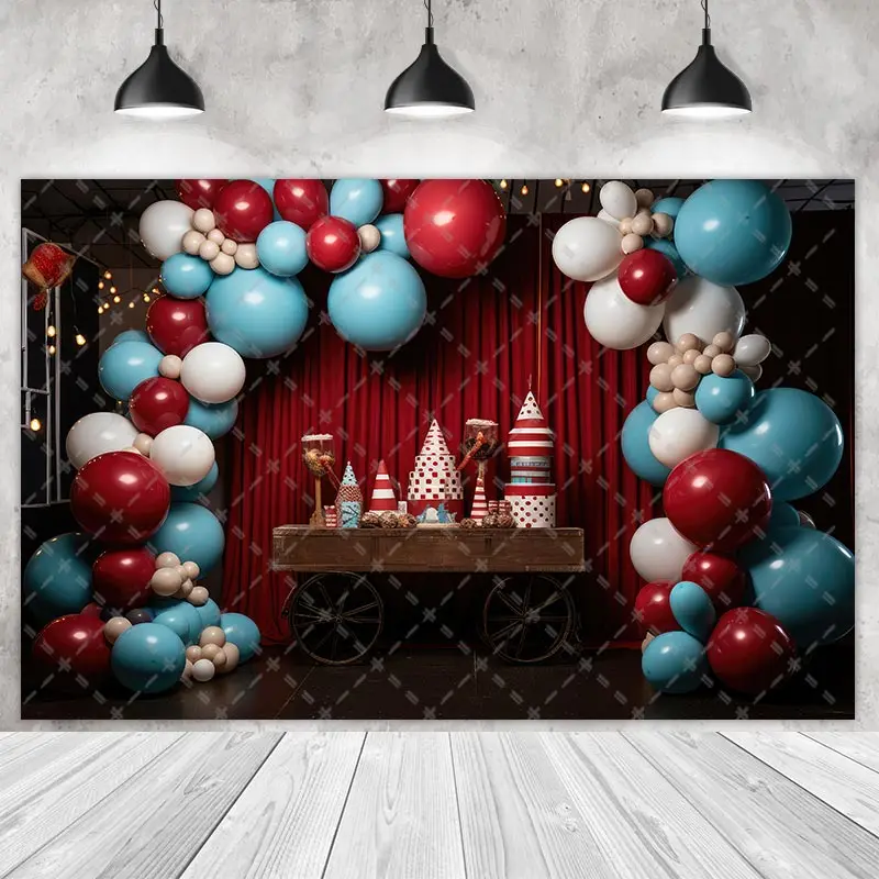 Carnival Circus Party Backdrops Children Kids Birthday Photography Cake Smash Balloons Joker Background Photo Shoot Studio