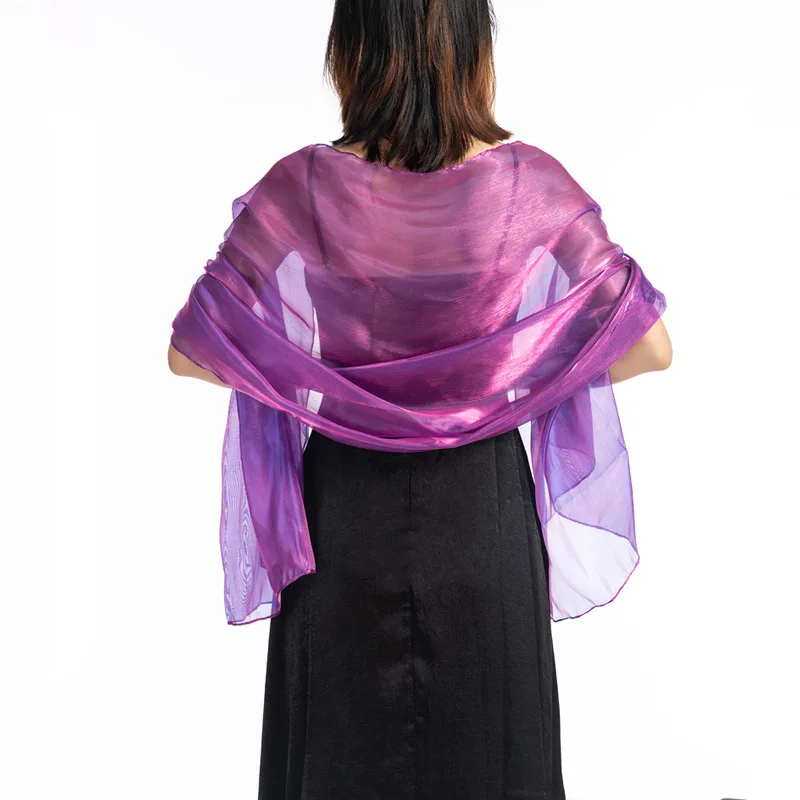 Soft Long Shiny Chiffon Scarfs Shawls and Wraps for Evening Dress Wedding Shawl Wraps Bridal Scarve for Women Solid Color Scarf