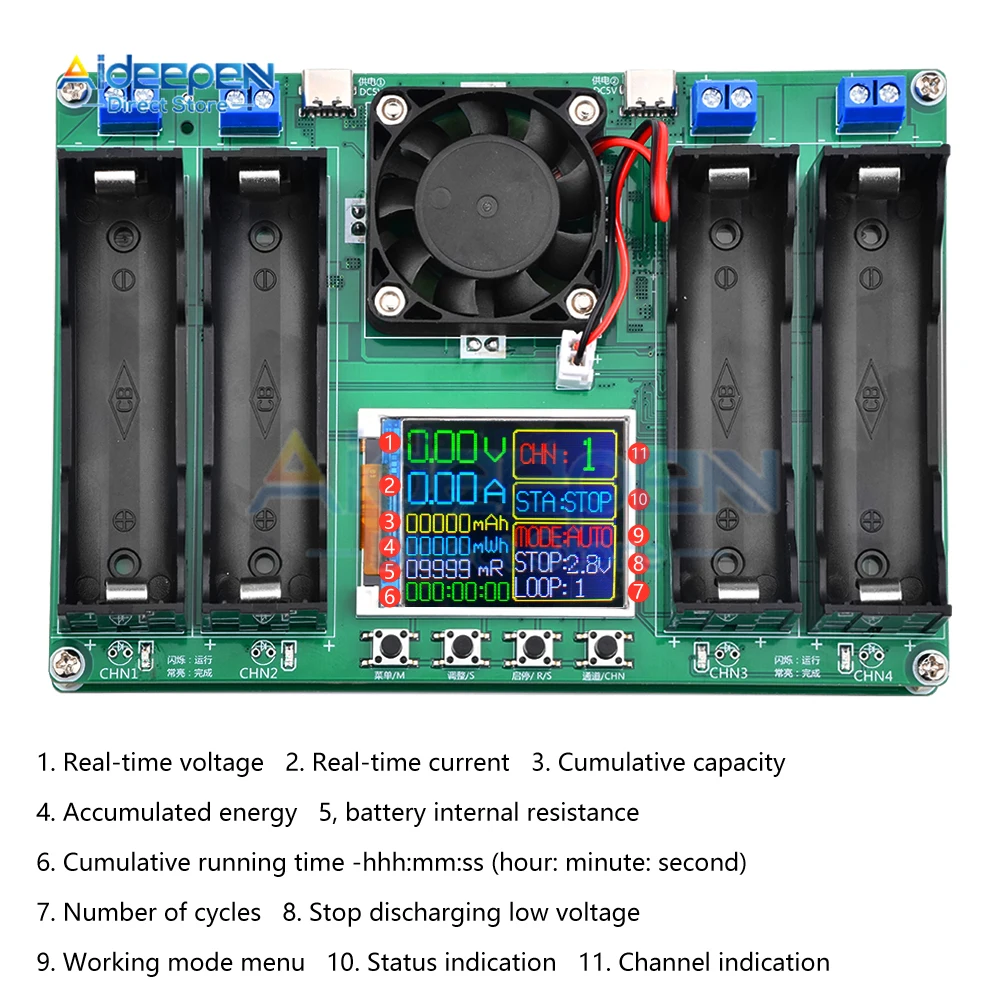 4 Channel 18650 Battery Capacity Internal Resistance Tester Automatic Charging And Discharging Module Internal Resistance Tester