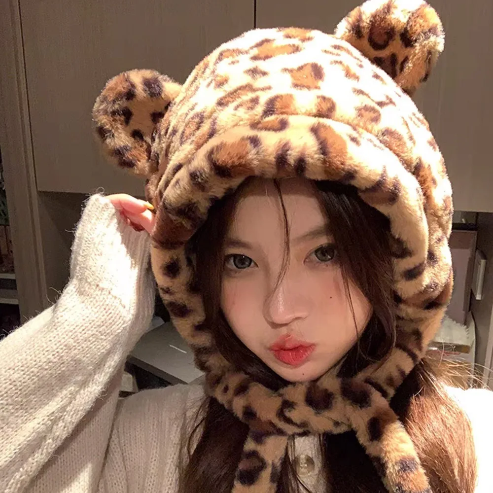 

Funny Fashion Winter Hat Ear Protection Cute Cartoon Hat Soft Furly Bear Ears Hat Women