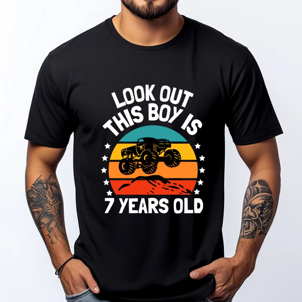 

Kids 7 Year Old 7th Birthday Boy Monster Truck Car Graphic Tees Men Harajuku Big Size Printing T-shirt
