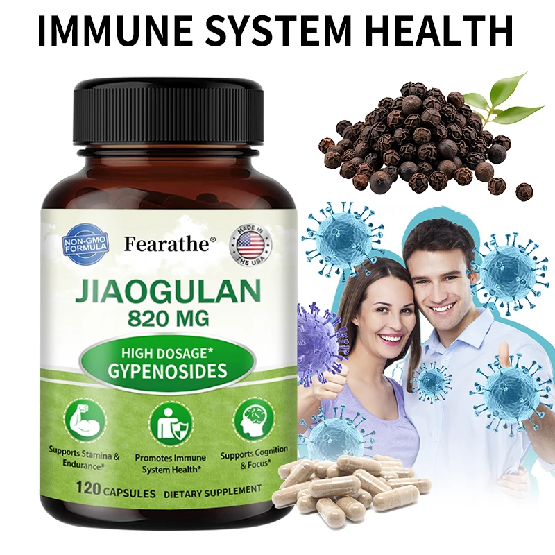 Jiaogulan Extract Supplement, High Concentration, Relieves Stress, Regulates Metabolism, Non-GMO, Gluten-free, 120 Capsules
