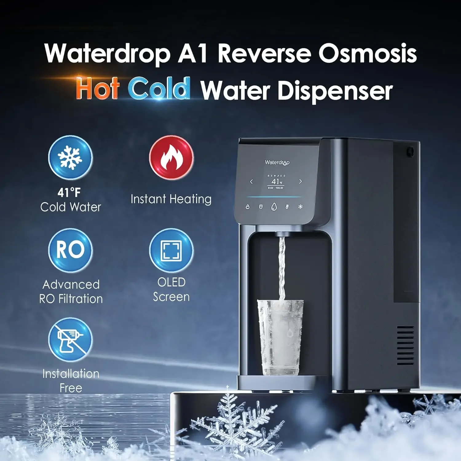 Waterdrop A1 Countertop Reverse Osmosis System, Instant    Water Dispenser, NSF/ANSI 58 Standard, 6 Stage