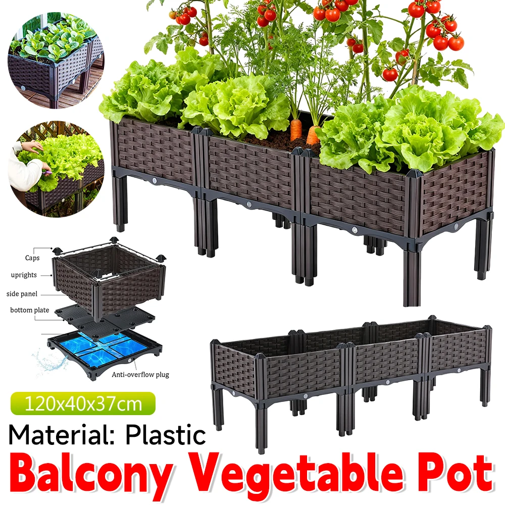 

Raised Garden Bed for Outdoor Plant Elevated Planter Boxes Stand with Legs, Herb Flowers Vegetables Plastic Planter Box for Yard