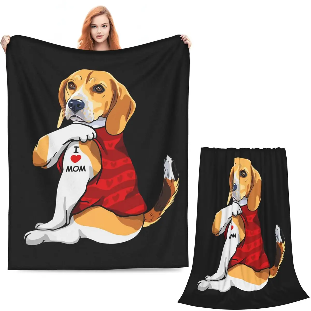 Funny Beagle Dog Design Blanket Soft Warm Flannel Throw Blanket Bedding for Bed Living room Picnic Travel Home Couch