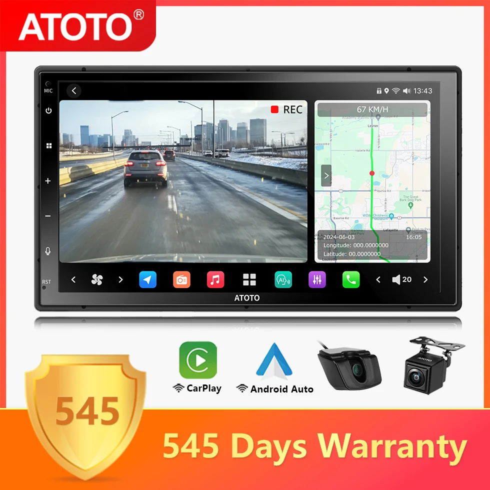 ATOTO 7 بوصة QLED 2Din أندرويد 13 راديو السيارة 4G LTE واي فاي بلوتوث نظام تحديد المواقع والملاحة Carplay أندرويد السيارات مزدوجة 2 Din ستيريو X10