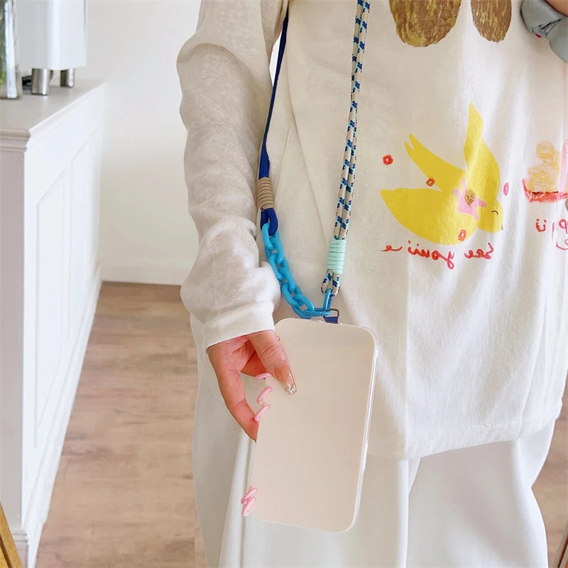 Colorful Phone Strap Shoulder Neck Band Metal Buckle Plastic Key Chain Rope For Cards Anti-lost Crossbody Universal Long Lanyard