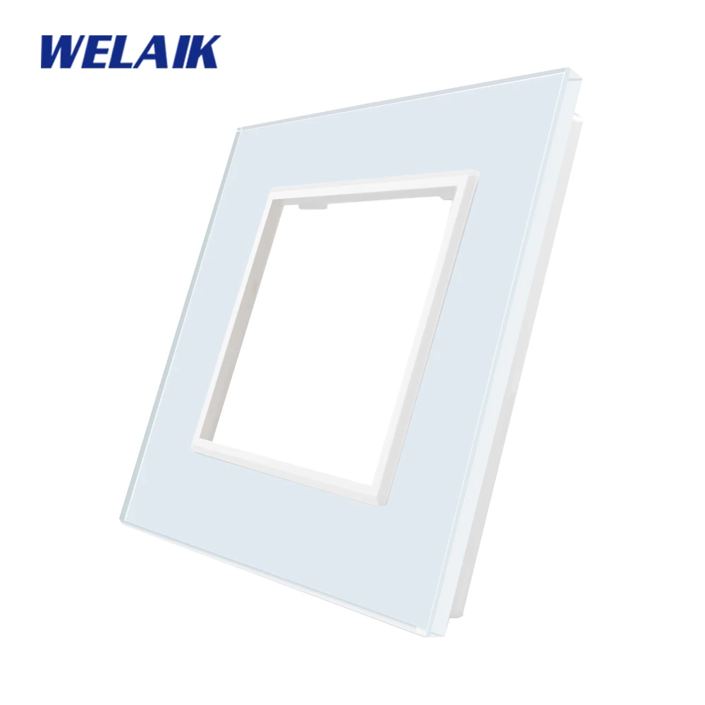 WELAIK EU European Standard 80*80mm Light Wall Touch Switch Socket Outlet Square Hole Crystal-Glass-Panel DIY Parts Module A18W1