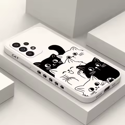 Curious Cat Case For Samsung Galaxy A73 A53 A33 A23 A13 A03 A72 A52 A52S A32 A22 A12 A02 A02S A71 A51 A31 A21S 4G 5G Cover